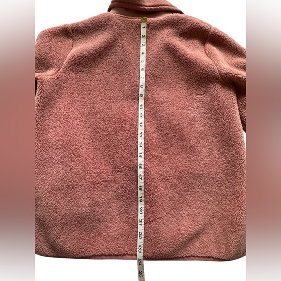 Madewell Dusty Pink Sherpa Pullover Quarter Zip Pullover Zip Pockets Size Small - Picture 14 of 15